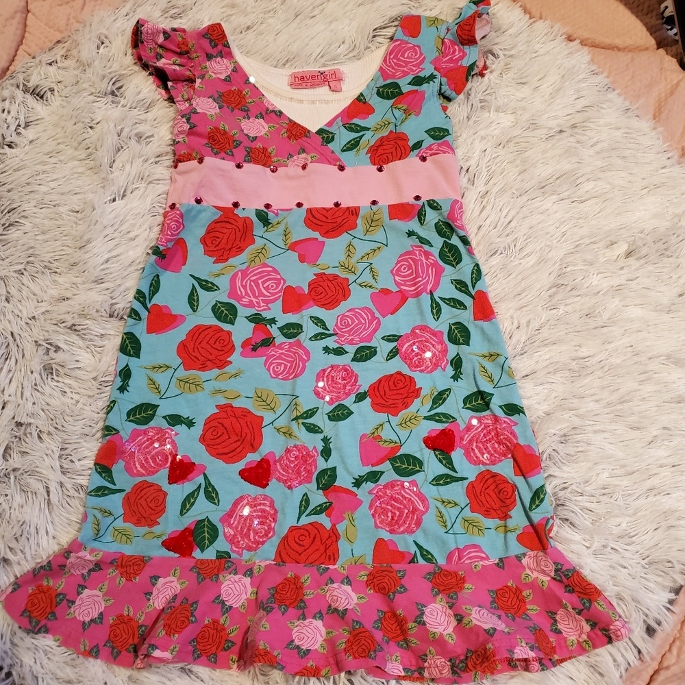 Havengirl Rose Sequin Ruffle Dress Sz 5